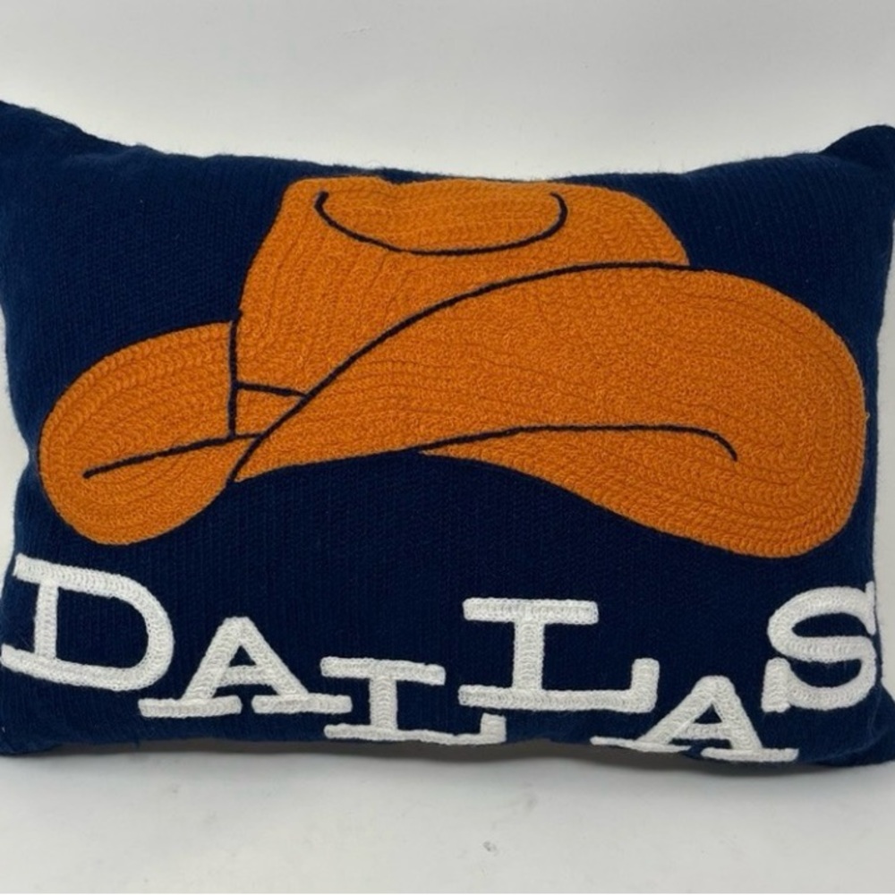 Pottery Barn Orange & Navy DALLAS Cowboy Hat Accent Pillow